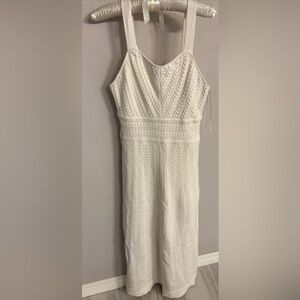 Haute Hippie NWOT Cotton Stitch Embroidered Ivory Sleeveless Dress Size Small